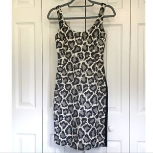 Diane von Furstenberg Arianna Dress in Black & Ivory & Fog Leopard Print